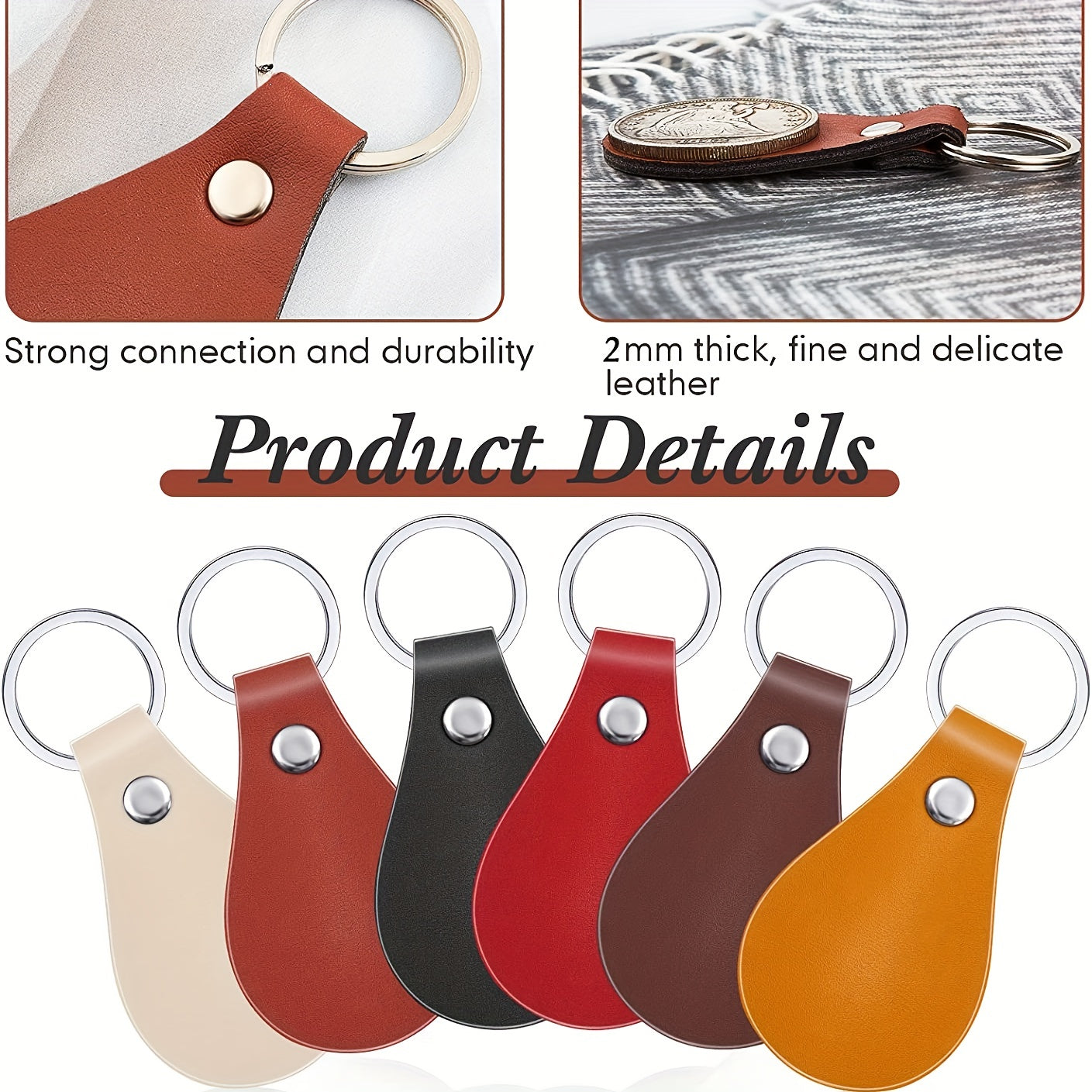 Set of 40 Leather Key Fob Kits for DIY Craft Projects, Includes PU Leather Blanks, Rivets, Key Rings, and Laser Engraving Keychains - Perfect for Handmade Holiday Gifts.