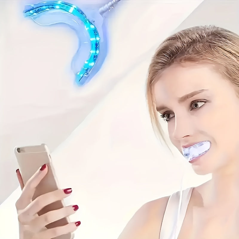 LED teeth whitening light, USB powered, for men and women, removes stains and yellowing without batteries, dental care accessory.