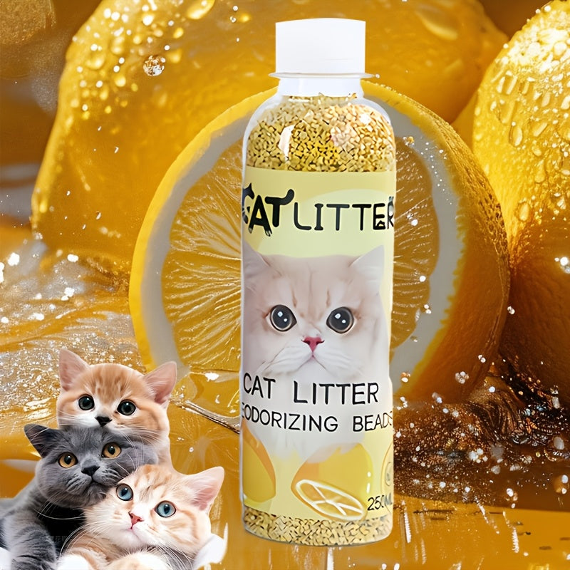 Natural plant-based cat litter deodorizer beads neutralize odors, create a fresh scent, and are pet-friendly and non-toxic.