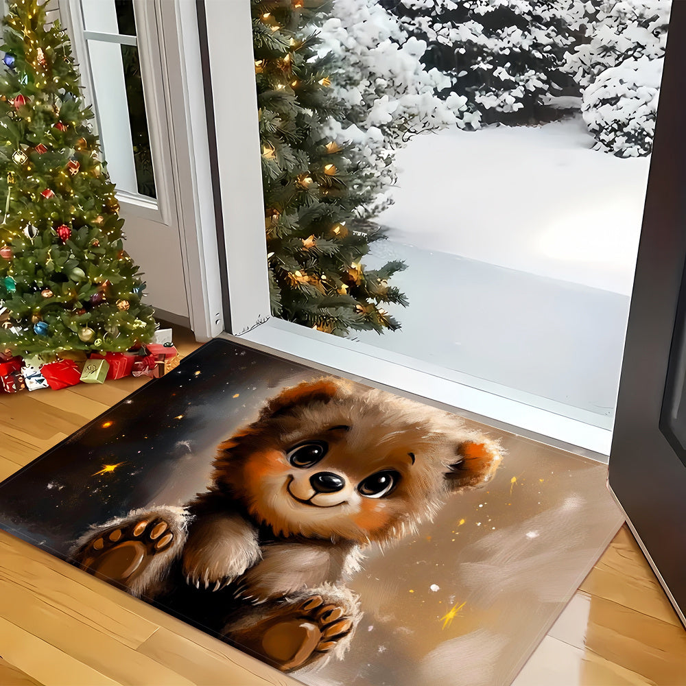 Adorable Teddy Bear Design Kitchen Mat - Made of 100% Polyester, Absorbent and Machine Washable | Ideal for Laundry Room, Bathroom, Entryway Decor, and Non-Slip Kitchen Rug