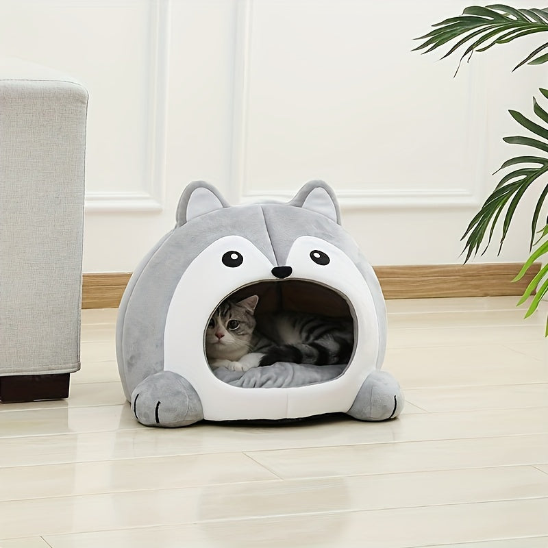 Cozy cat bed for puppies and kittens, providing a warm and soft sleeping area.