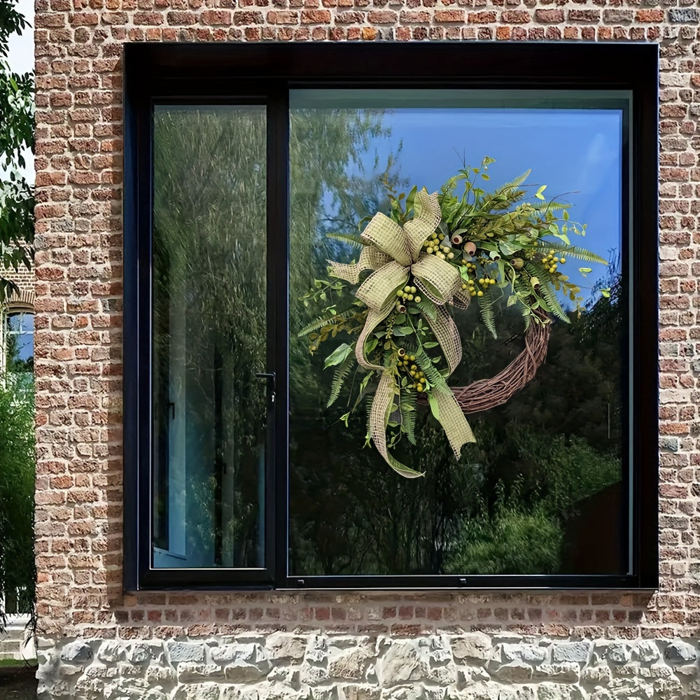 Elegant PVC Window Decals featuring a 3D Floral Wreath Design, Easily Reusable with Self-Adhesive Backing, High Gloss Finish, Perfect for adding a Touch of Floral Glam to your Home Decor - 7mil Thickness