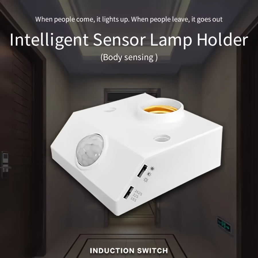 1/2 pcs LED automatic human body infrared IR sensor lamp holder with E27 base and PIR motion detector.