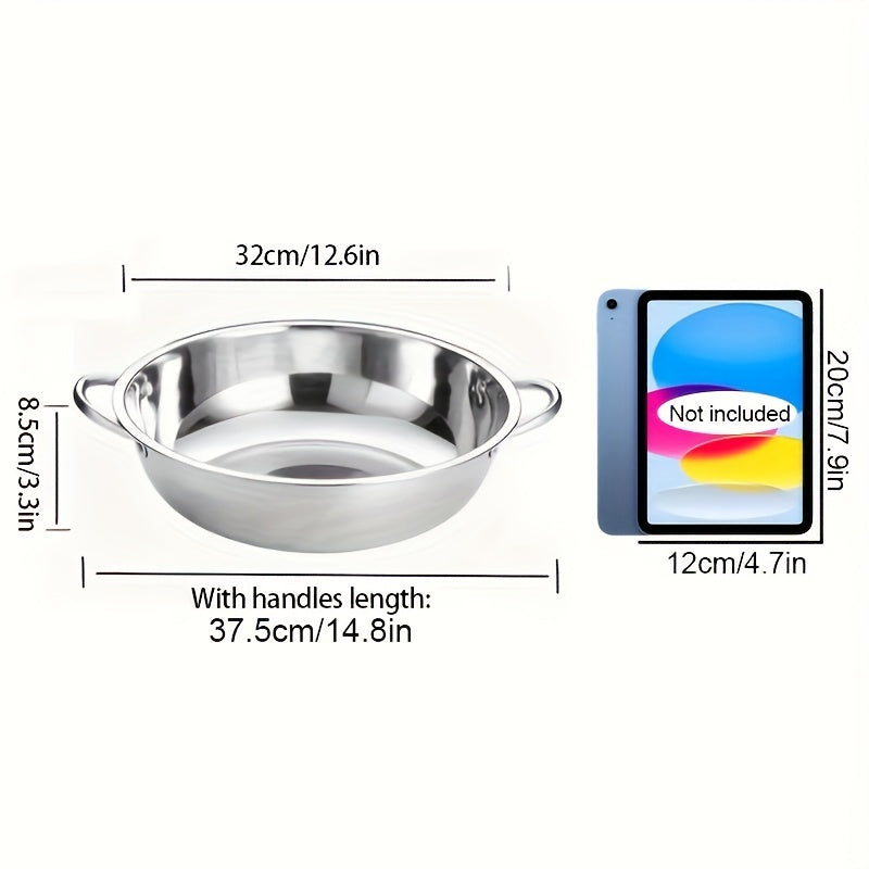 Multi-Purpose Stainless Steel Pot for Hot Pot and Noodles - Features Two Handles, Suitable for Induction and Gas Stoves, Ideal for Home and Commercial Kitchens.