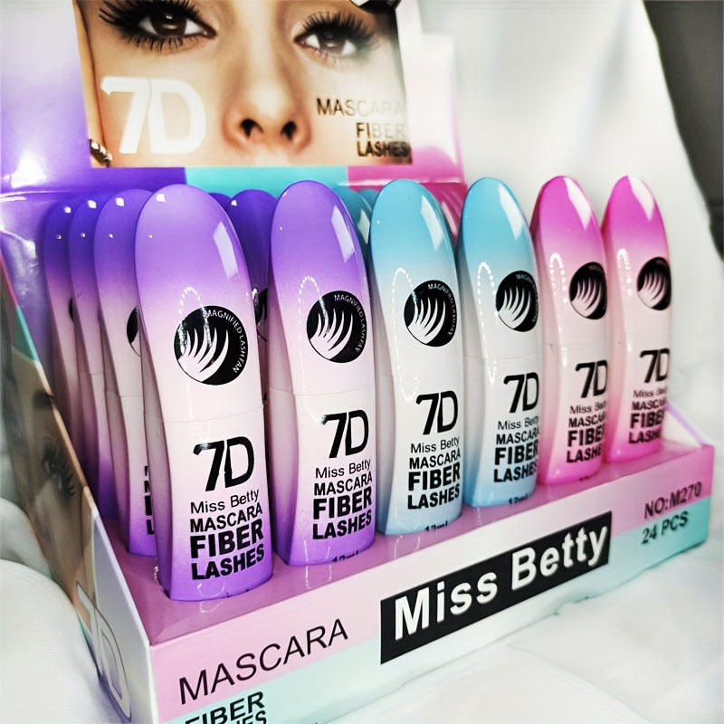 3-piece set of waterproof, smudge-proof, clump-free 7D Fiber Lash Mascara for longer, thicker lashes in natural black.