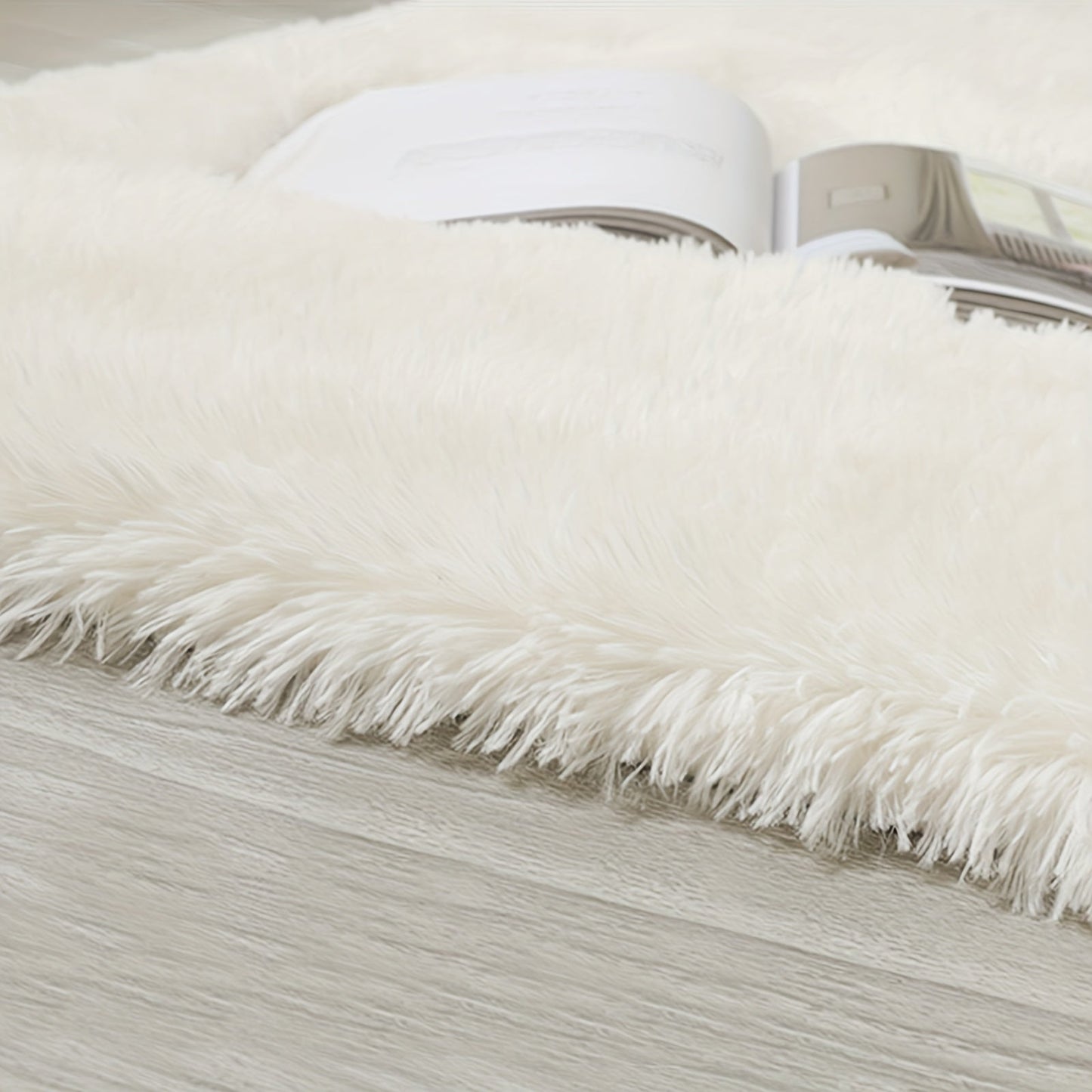 1 piece of an ultra-soft plush rug in white for a large area, featuring a non-slip design and fluffy shaggy texture. This waterproof shaggy throw rug is perfect for the living room, bedroom, nursery, game room, dormitory, or teenage room decoration. Add