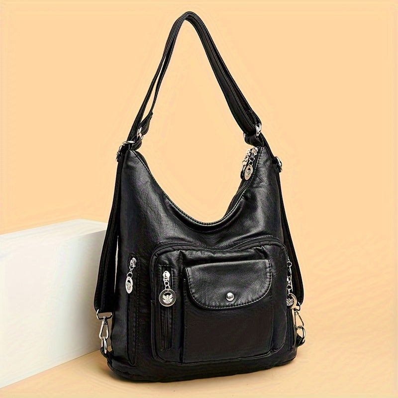 Casual shoulder bag with water bottle holder, perfect for sports and vacation.