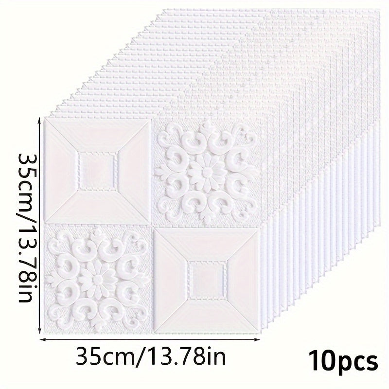 10/40 dona 3D gullar bilan bezatilgan oq o'z-o'zidan yopishqoq PVC devor panellari, suv o'tkazmaydigan, dog' o'tkazmaydigan, yuvilishi mumkin, zarbaga chidamli, tozalash oson, turli devor bezaklari uchun mos, bahor uchun mukammal.