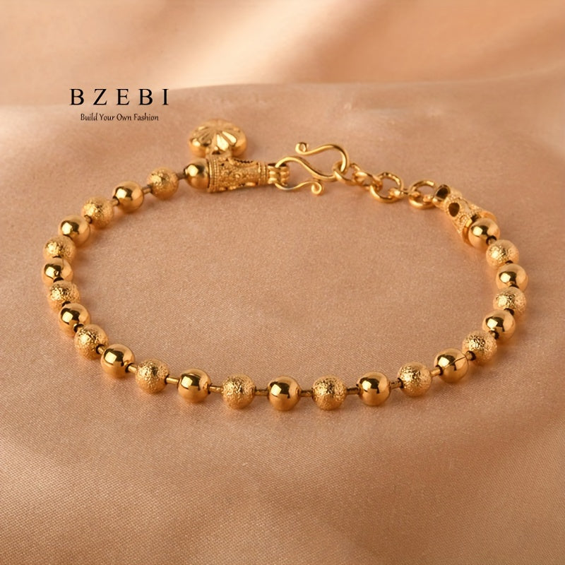 Stylish Beaded Bracelet with Adjustable Length - Crafted from 18K Gold-Plated Titanium Steel, Allergy-Free & Long-Lasting - Ideal Present for Her on Valentine's Day, Mother's Day, Birthdays & Special Occasions