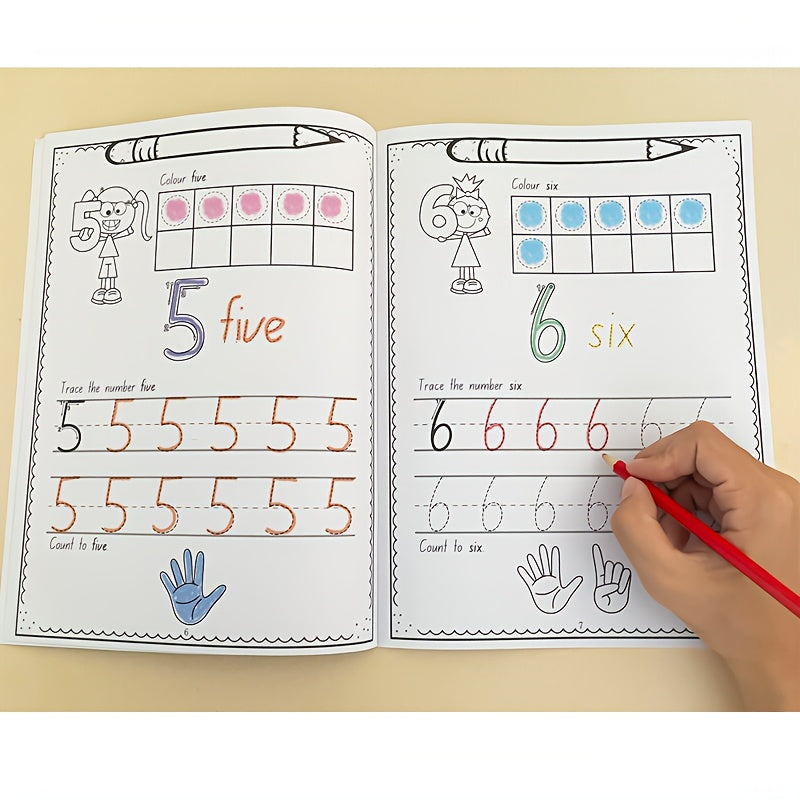 Children's A4 Workbook for Practicing Writing and Coloring Numbers 0-30 with an Emphasis on Developing Grip and Control.