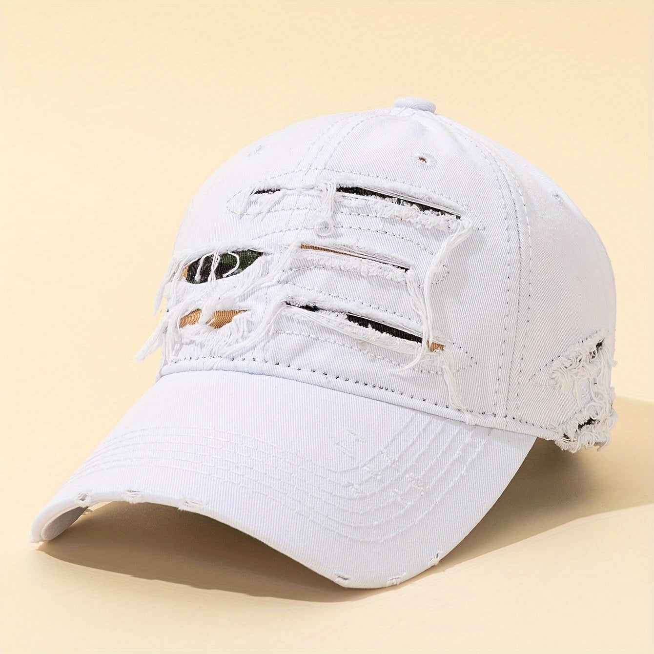 1pc Embroidered Baseball Cap with Hole, Washed, Lightweight, Hand Wash or Dry Clean, Solid Color, Spring Festival Valentine's Day Gift