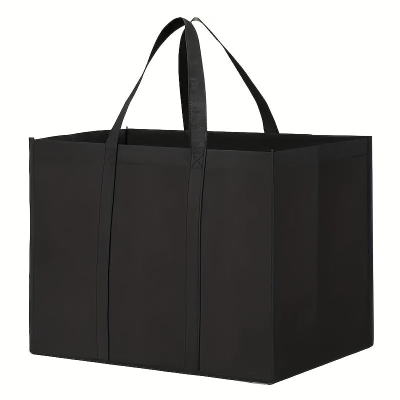 Durable Eco-Friendly Reusable Shopping Bag - Square Tote made of Leak-Proof Polypropylene with Sling, Stands Upright, Folds Easily, Machine Washable, Ideal for Grocery Shopping & Produce, Features Long Handles and Holds Over 45 Pounds.