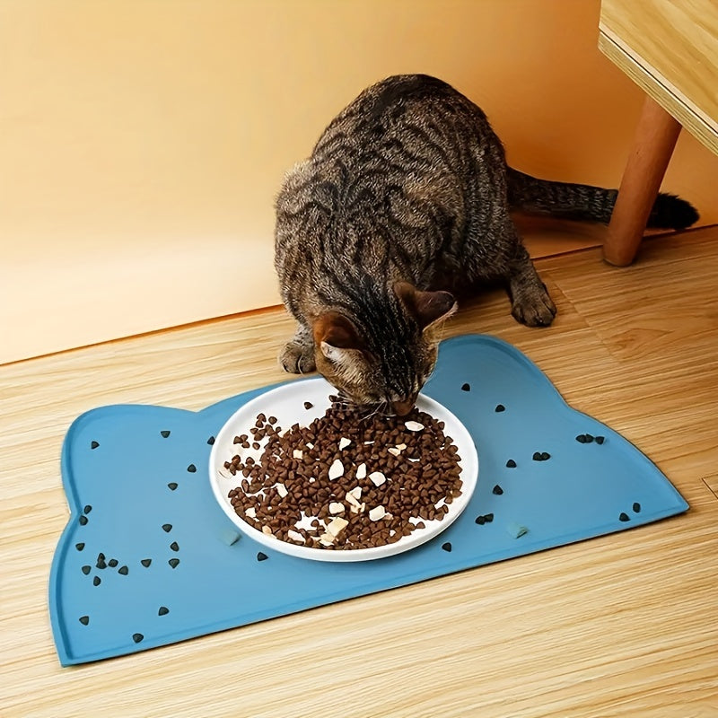 Waterproof silicone mat for pet food, non-slip and easy to clean. Ideal for dogs and cats.