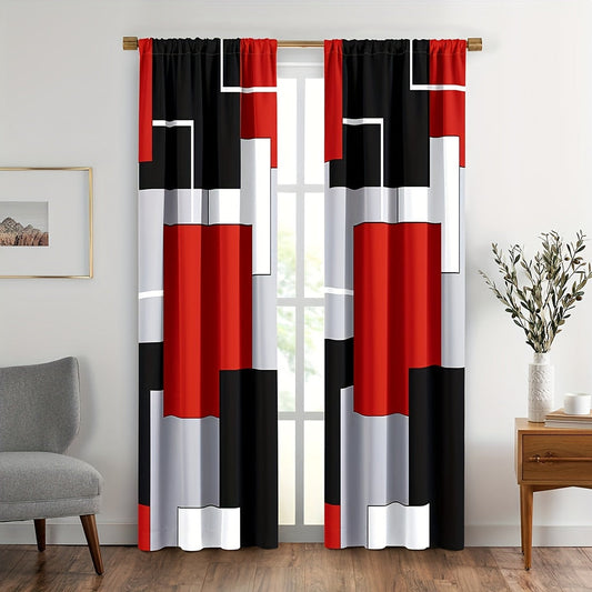 Add a touch of style to your living room or bedroom decor with these 2-panel plaid pattern curtains. Featuring rod pockets for easy installation, these red, white, grey, and black curtains are the perfect window treatment for any room.