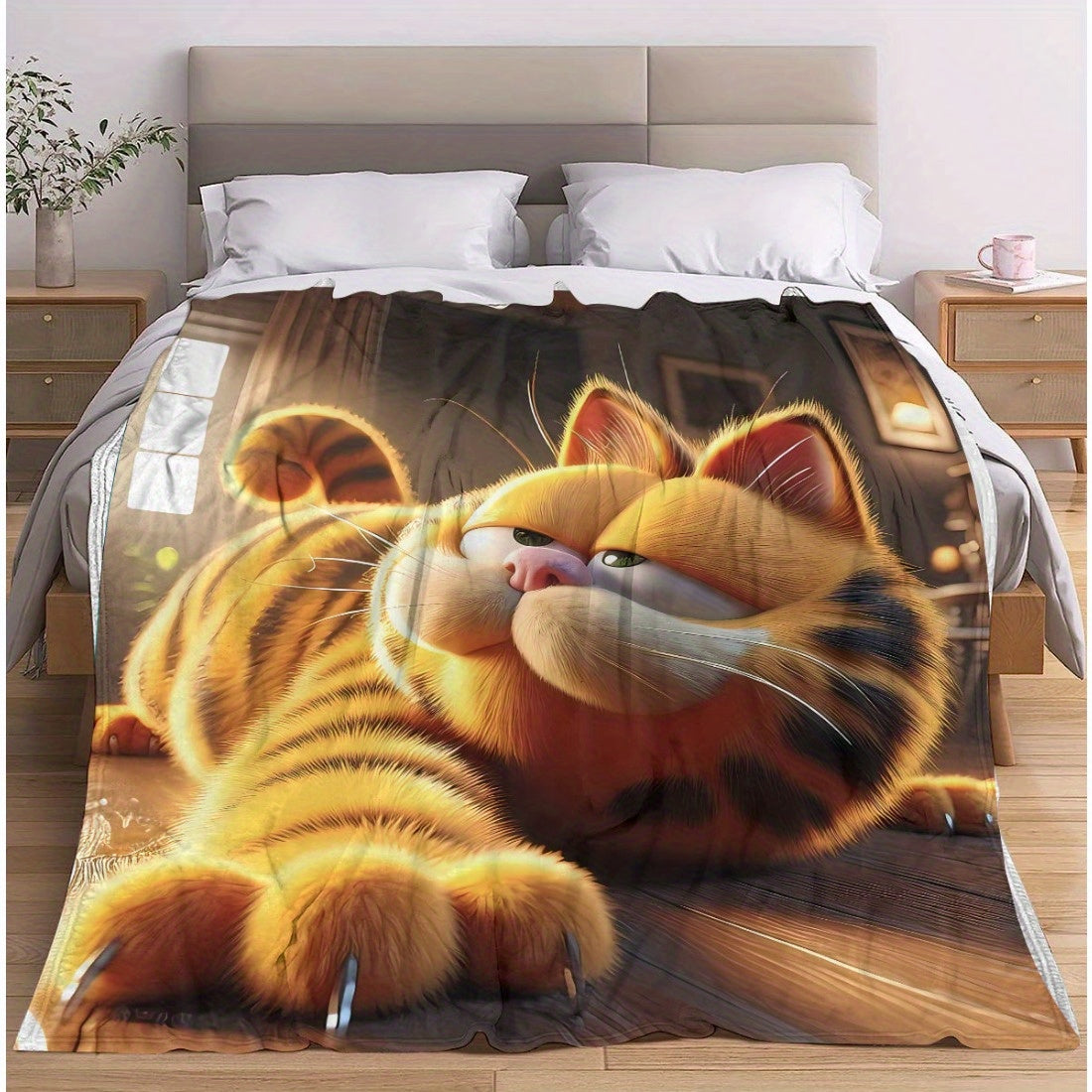 Stay cozy and stylish with our Cartoon Print Soft Comfort Fleece Throw Blanket. This contemporary design is perfect for all seasons and is made from high-quality polyester fabric weighing 200-250g. Ideal for use in the home, including the bedroom, guest