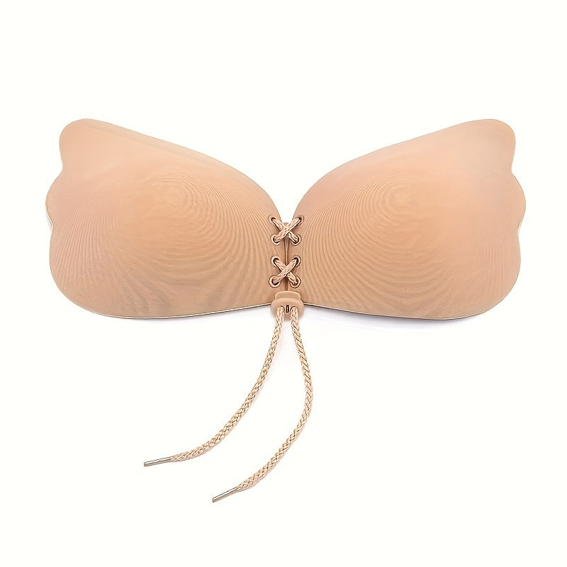 Durable lace-up nipple covers and invisible backless breast pasties for women's lingerie and underwear.