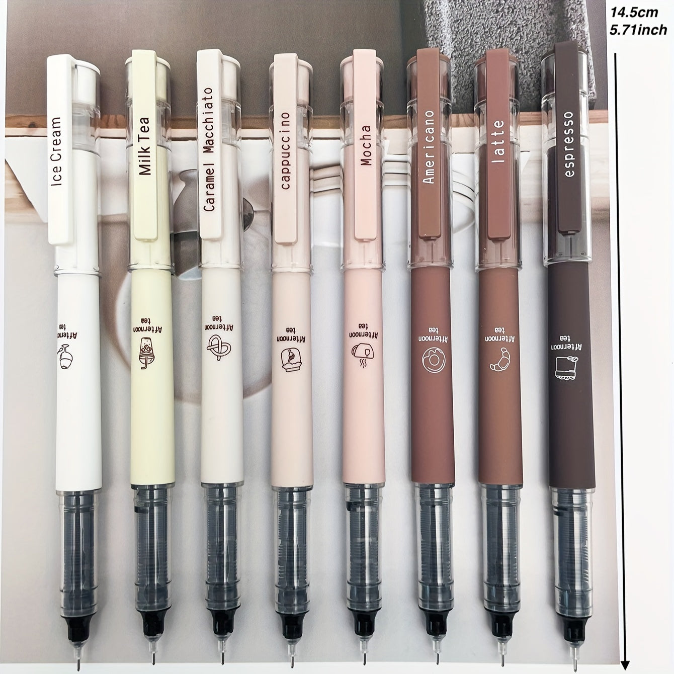 6/8 Coffee Theme Gel Pens with Quick-Drying Ink, No Smudge Soft Touch for Note taking, Drawing, School & Office.