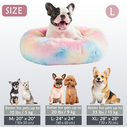 Cozy round pet bed for dogs, ideal for autumn and winter indoor sleeping.