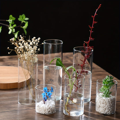 1 piece minimalist clear glass flower vase for floral wedding decor.