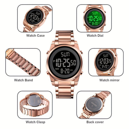 Men's SKMEI Multifunctional Digital LED Night Light Timing Alarm Fashion Watch, Perfect for Gifting to Men.