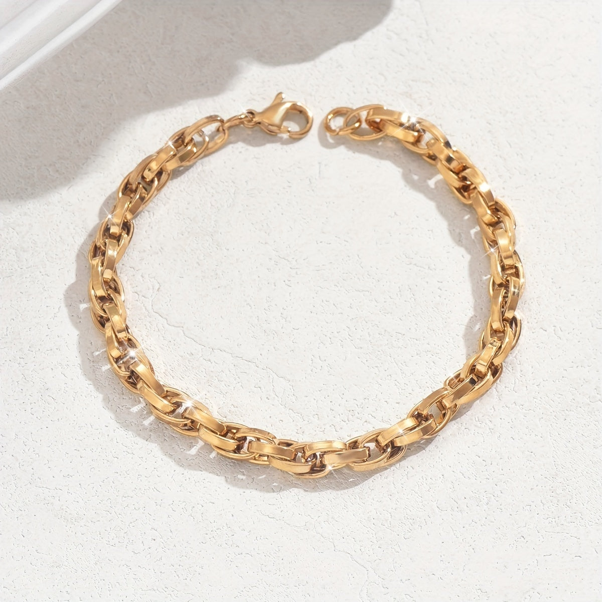 Beautiful 18K Gold-Plated Stainless Steel Bracelet, Timeless Adjustable Link Chain Bracelet for Everyday Wear - Versatile Fashion Piece for Any Occasion