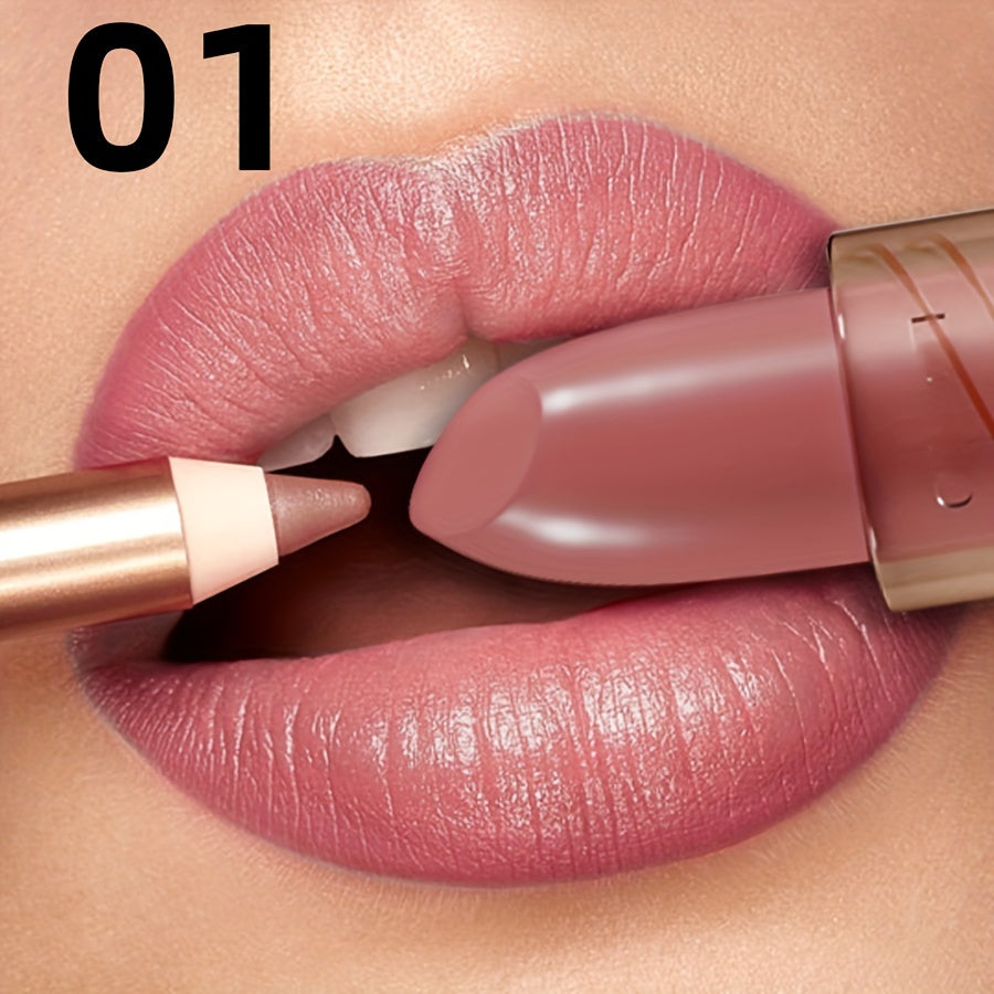 Long-lasting waterproof non-stick lipstick with high color lip gloss formula.