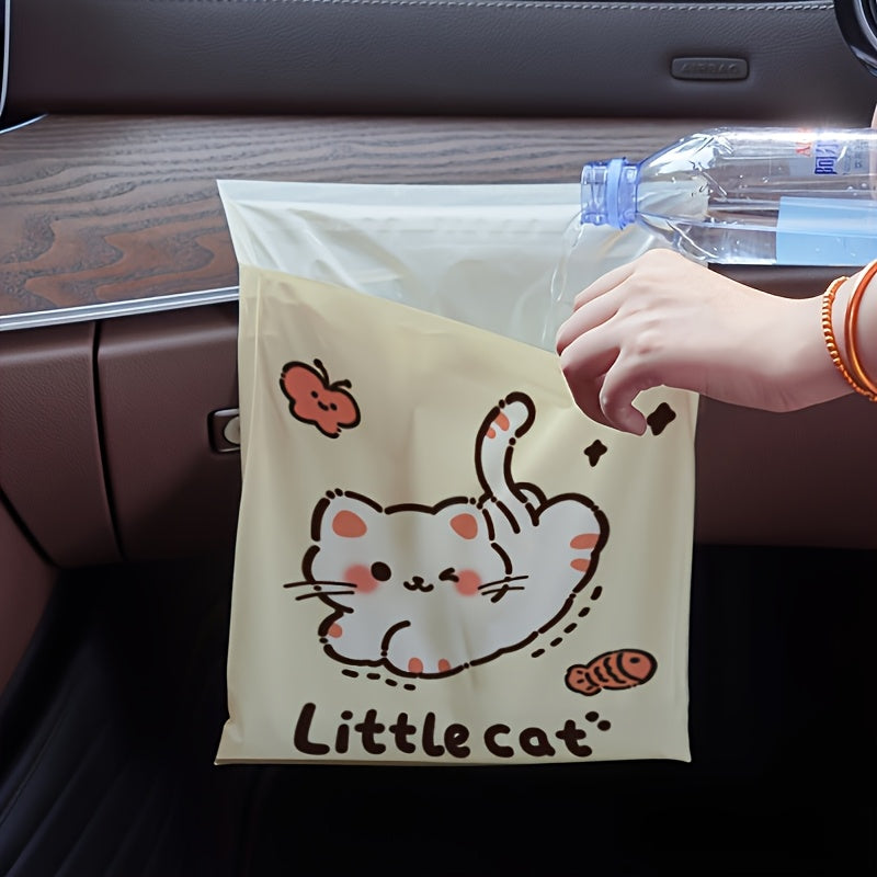 Pack of 60 car trash bags, featuring four adorable and stylish designs. These odorless cleaning bags are easily attached and perfect for use in cars, homes, and while traveling. A versatile cleaning essential for any household.