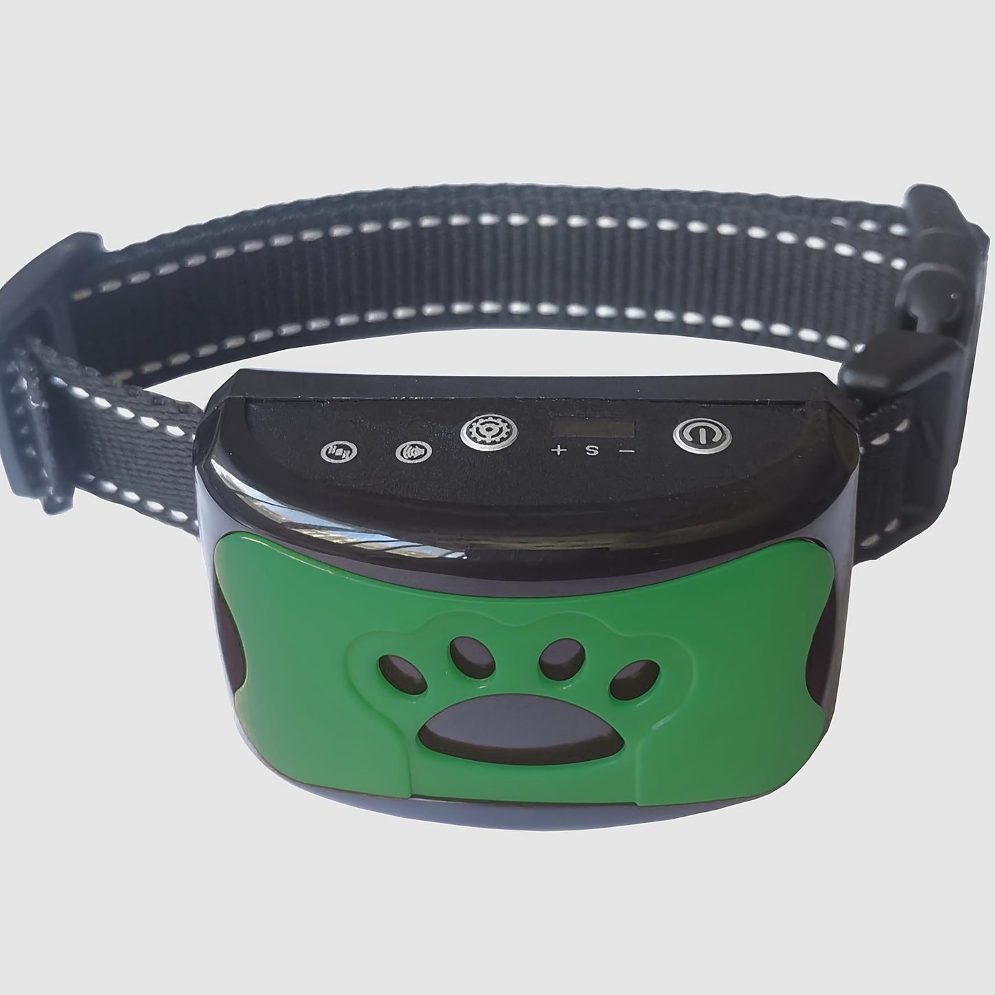 Rechargeable anti-barking dog collar with vibration training mode, USB charging, lithium polymer battery, and ≤36V operating voltage.