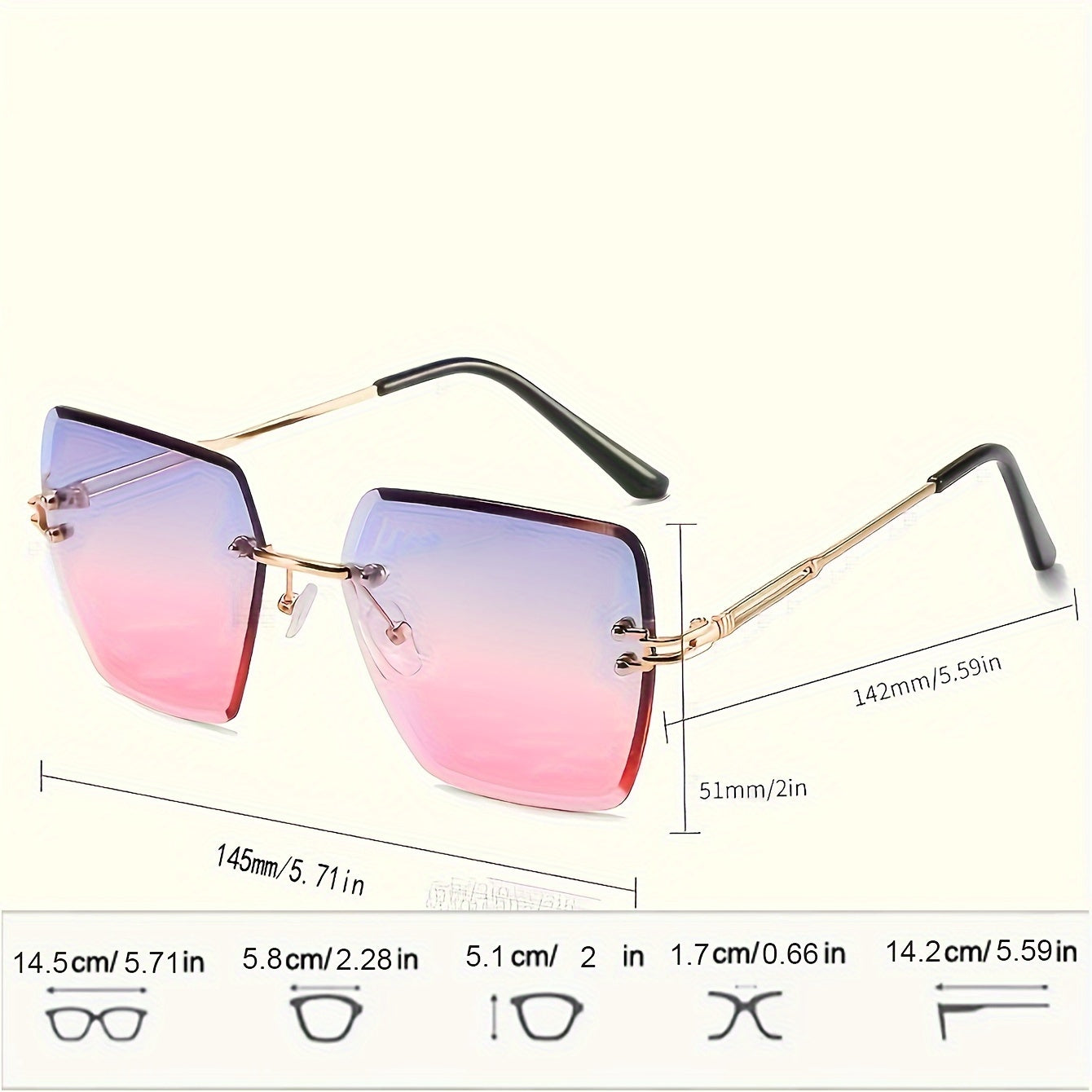 Stylish and comfortable rimless glasses with gradient lenses for women - perfect for parties and everyday wear.