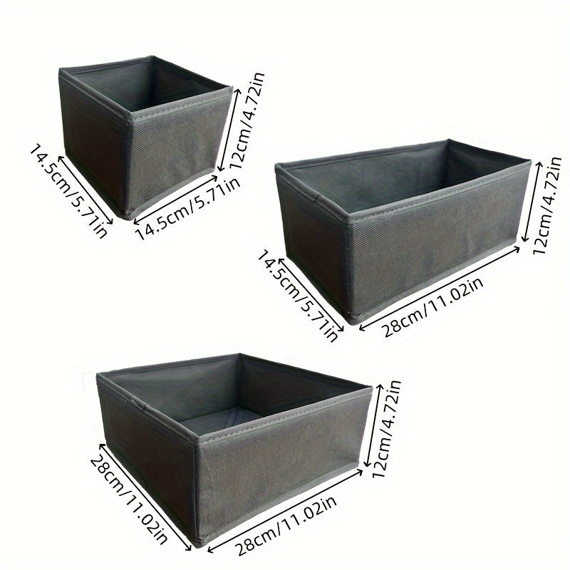 Set of 3 or 6 Classic Style Folding Storage Organizers. These rectangular multi-purpose closet organizer bins are ideal for storing clothes and accessories. They are non-waterproof drawer boxes that do not have lids, perfect for under-bed storage.