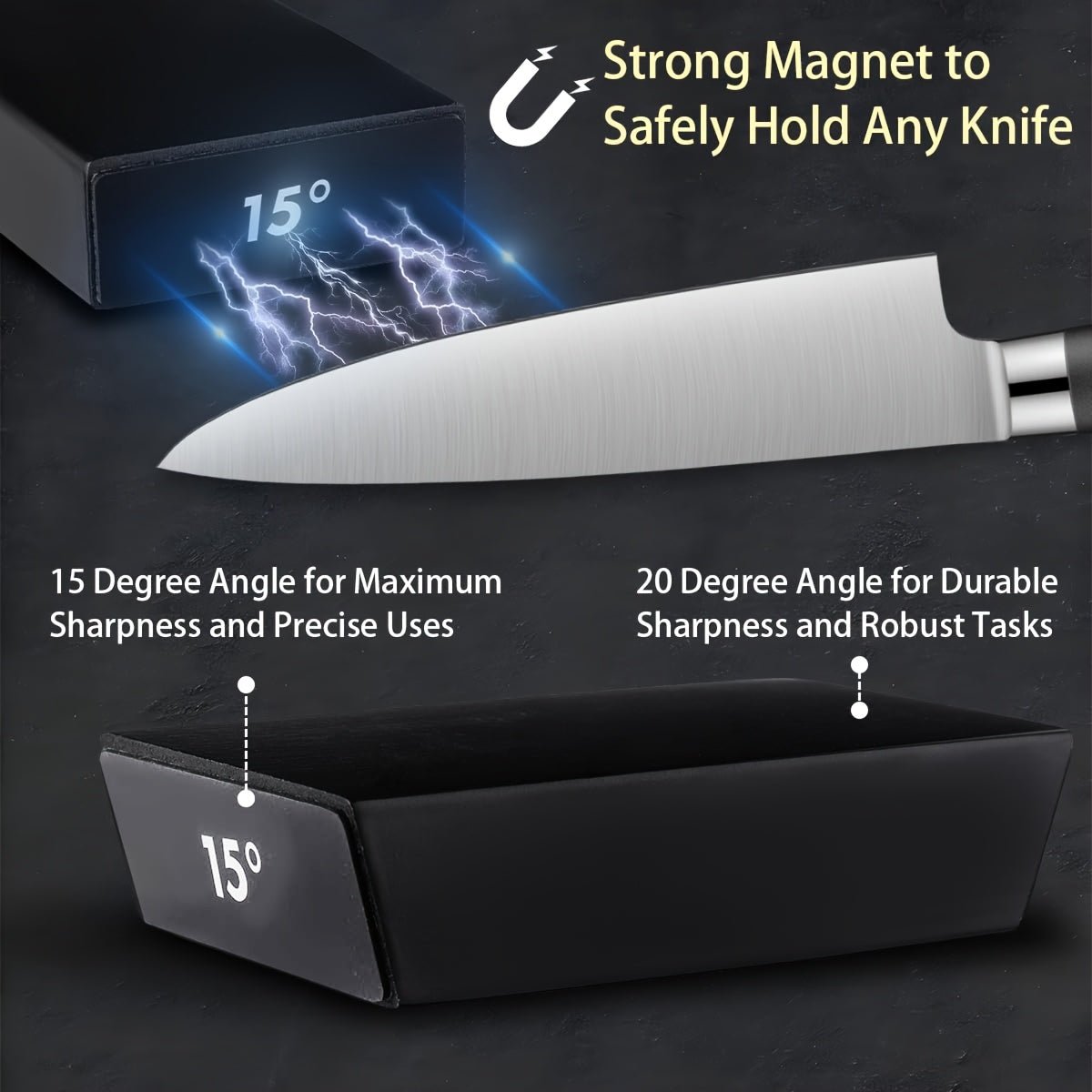 The Knife Sharpener Tool and Hob Knife Sharpener Set are ideal Christmas and New Year gifts. This set includes a Diamond and Ceramic Kitchen Knife Sharpener for Steel, as well as a 15 and 20° Knife Sharpener and a Kitchen Knife Corner Block.