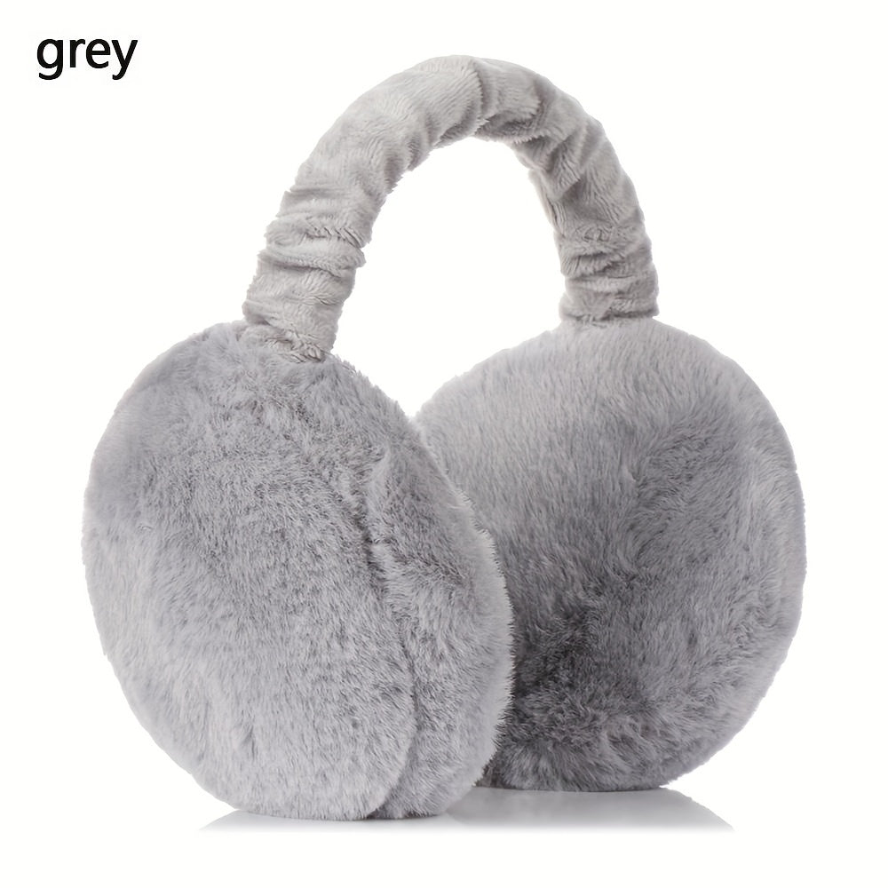 Unisex Foldable Solid Color Earmuffs in Soft Plush, Keep Your Ears Warm and Comfortable During Winter Outdoor Activities, Coldproof Design.