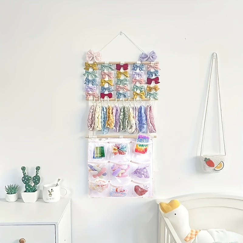 Butterfly Hairpin Headband Clip Hair Accessory Storage Rack with Hanging Display Pocket and Jewelry Wall Decoration (includes 10 Hooks)