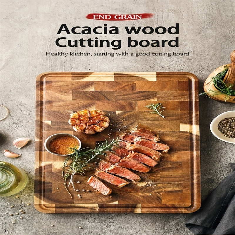 This Acacia Wood Cutting Board is Dual-Sided and Designed for Use with a Sink - Ideal for all Kitchen and Dining Needs, Especially during Holidays - Crafted from Food-Safe Solid Wood, Suitable for Chopping - Great for Christmas and Thanksgiving feasts