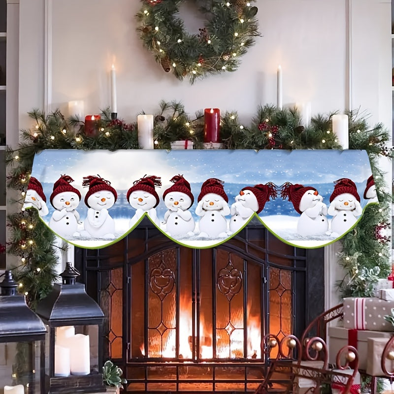 Add a touch of holiday cheer to your home with the Merry Christmas Snowman Fireplace Cover. This festive polyester cape scarf is perfect for decorating your living room or indoor windows. Measuring 49.78cmx78.7, it's the best way to bring Christmas