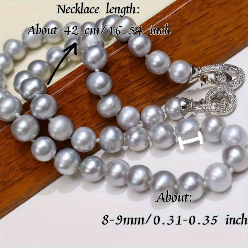 This Vintage Natural Freshwater Pearl Necklace for Men features simple style with Fashionable Grey Pearls showcasing 8 Subtle Imperfections. Ideal for both Daily and Party Wear, this necklace comes in a Gift Box. Made with Natural Stone and suitable for