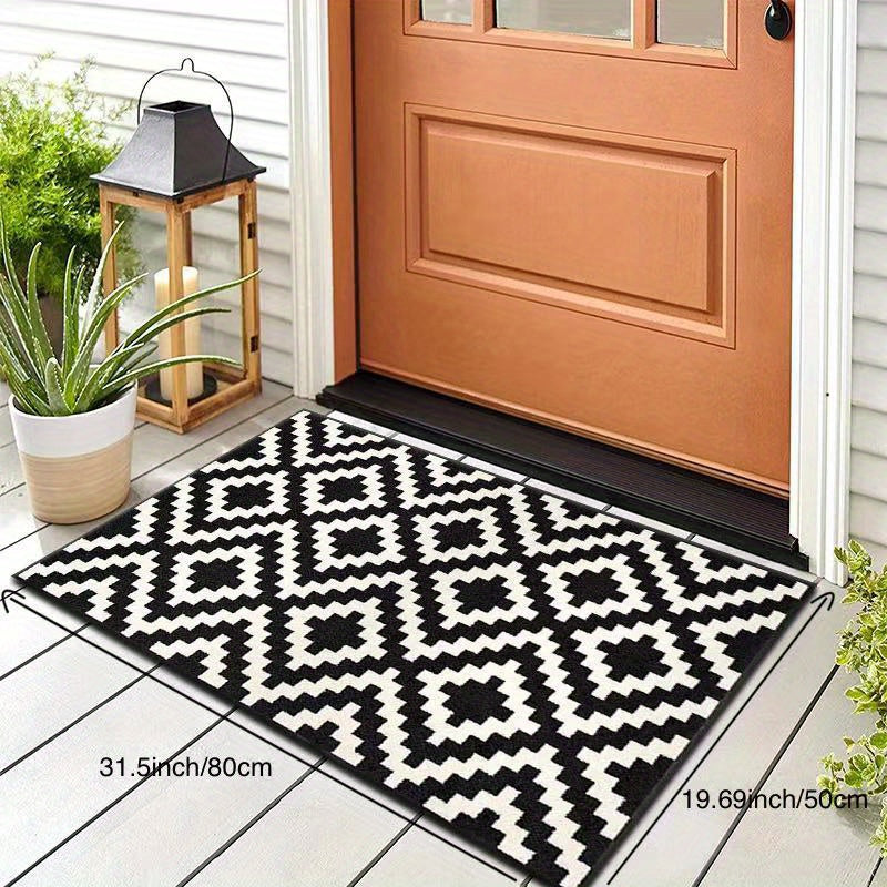 Plaid Doormat with Stain-Resistant Features - Absorbent and Non-Slip Rug for Entryways with Velvet Backing, Printed Design, Resistant to Dirt