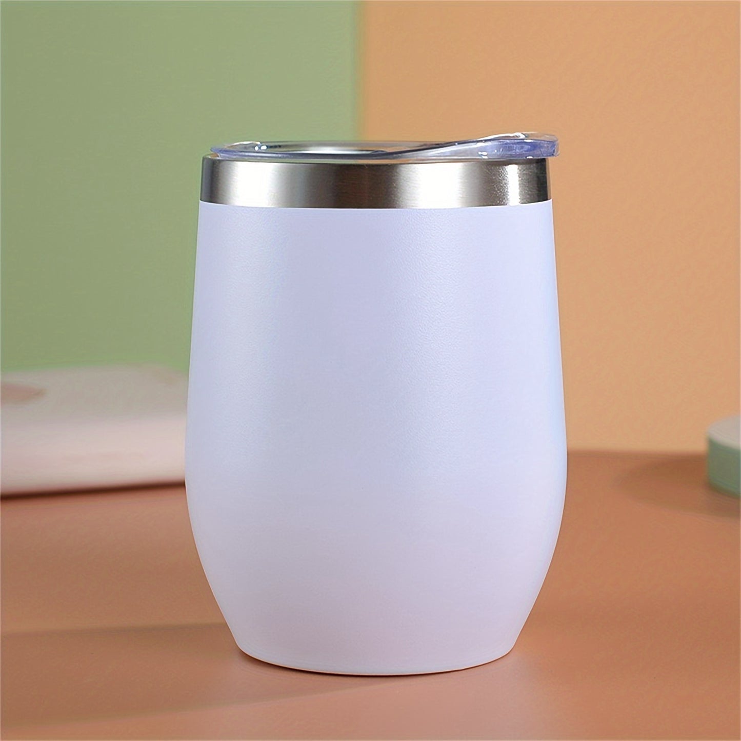 12oz Stainless Steel Coffee Mug with Push Lid, Double Wall Vacuum Insulated, Ideal for Hot & Cold Drinks - Powder Coated, Sweat Proof, Recyclable for Wine, Cocktails, Coffee