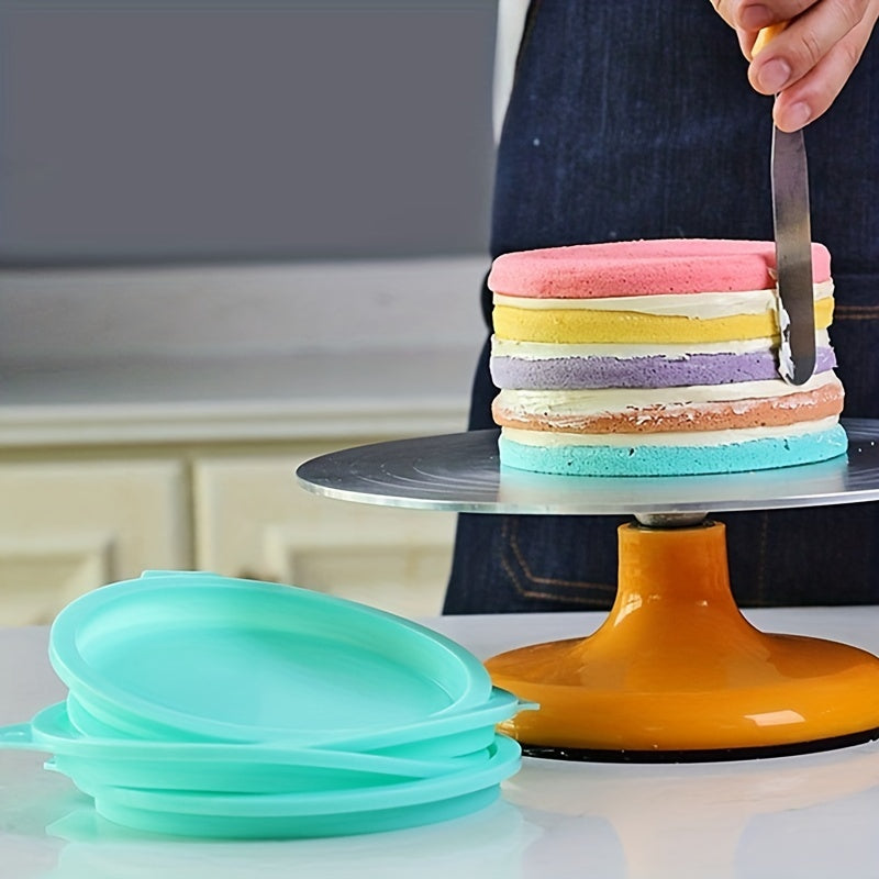 Set of 4 Silicone Layered Cake Molds in Round Shape (15.24cm/20.32cm), Perfect for Toast Bread, Cakes, and Pastries. Non-Stick and Easy to Use Baking Tools for Your Kitchen. Great Addition to Your Kitchen Gadgets and Accessories Collection.