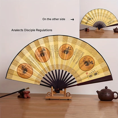 Beautiful 10-inch Bamboo Folding Fan featuring a Dual-Sided Silk Design - Inspired by Traditional Chinese Style, Ideal for Women's Fashion Accessory, Generous Size, Luxurious Silk Material