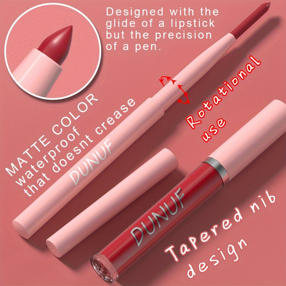 Matte lip gloss lip liner set that is durable, waterproof, sweat-resistant, and easy to color.