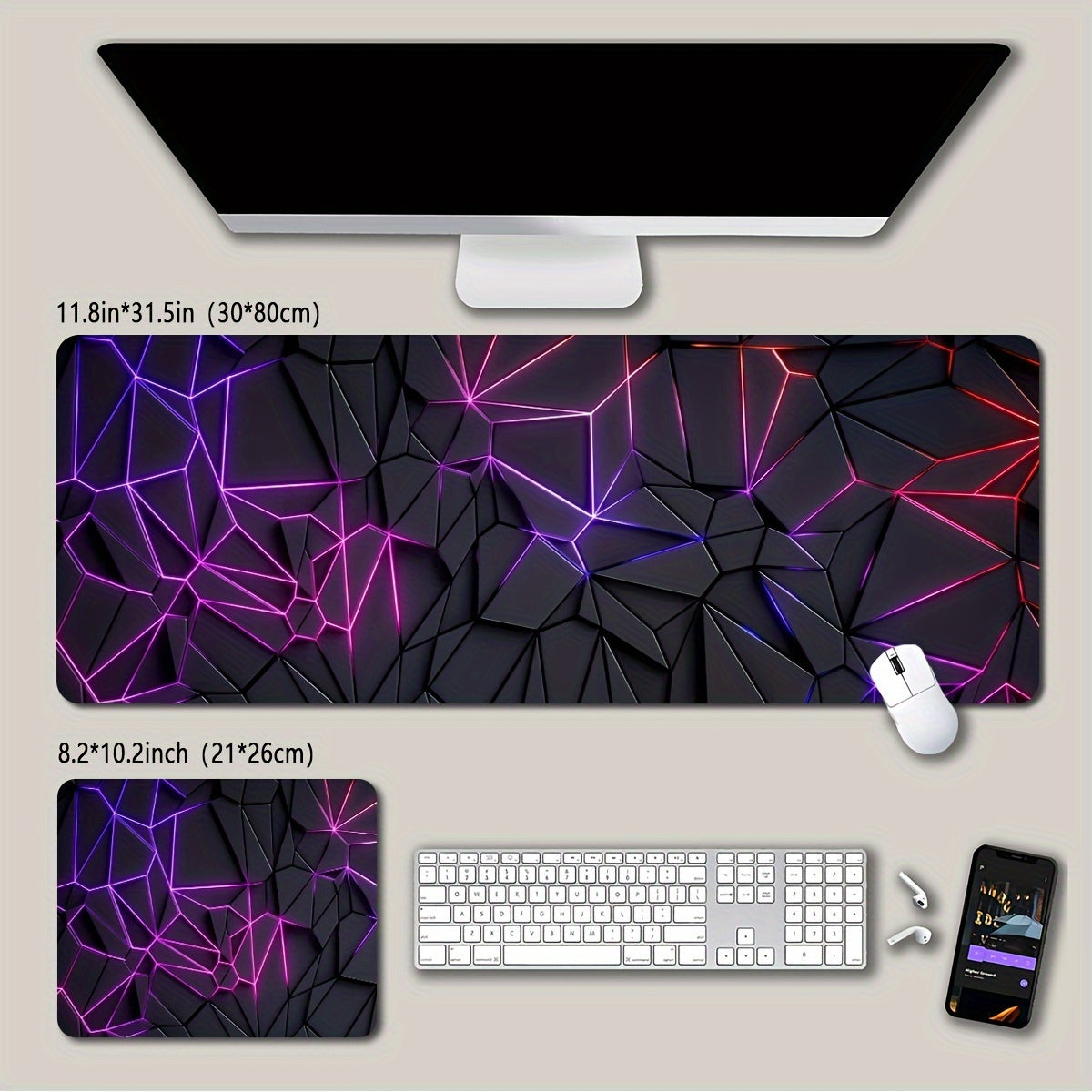 Durable, large, stylish geometric mouse pad for computers and laptops - waterproof, non-slip, perfect for gamers or office use.