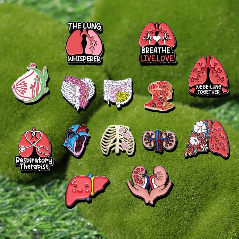 Gift for Friends: Hip Hop Brooch Set with 14 Body Structure Metal Badge Pins for Decoration on Backpack, Hat, or Clothes. Perfect for Jewelry Enthusiasts.