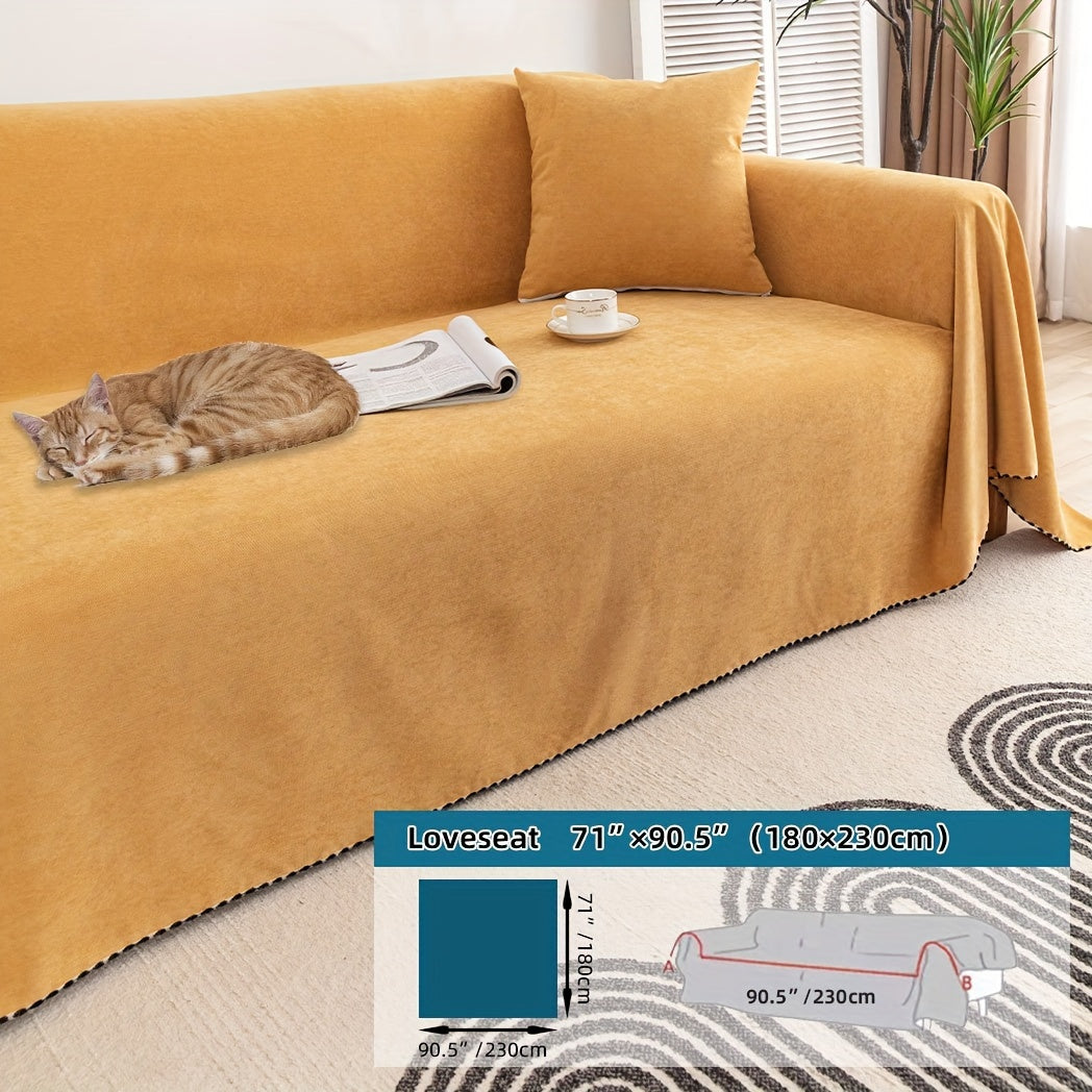 Multi-season, pet-friendly sofa cover with minimalist design protects against scratches, machine washable, ideal for L-shaped and single-seat sofas.