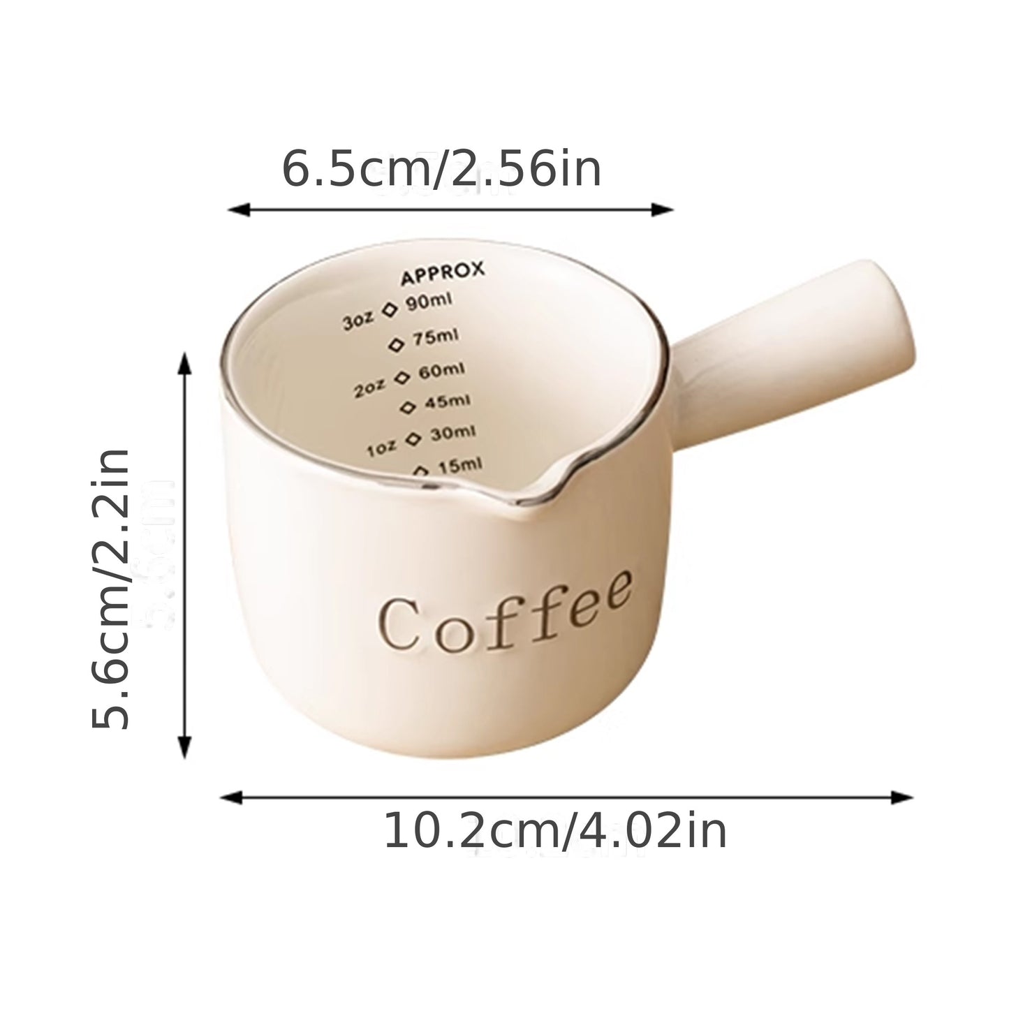 Elegant Vintage Cream Ceramic Espresso Cup with Measurement Scale - Reusable, High-Quality Coffee & Milk Measuring Cup for Home Use.