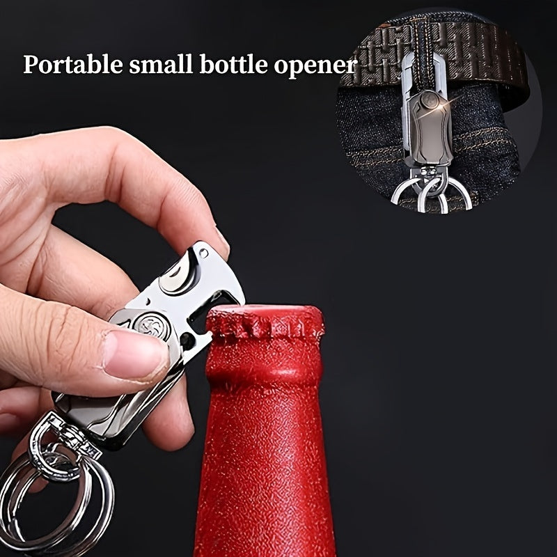 [Top Pick] Men's Multifunctional Keychain with Finger Gyro, Bottle Opener, Phone Holder - Great Gift for Dad, Husband, or Male Friend