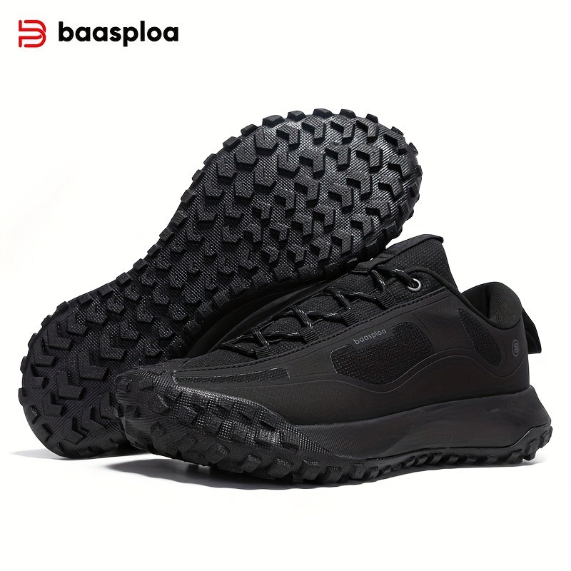 BAASPLOA Men's Trail Running Shoes - All-Season, Breathable Mesh, Non-Slip Tire Sole for Outdoor & Casual Wear