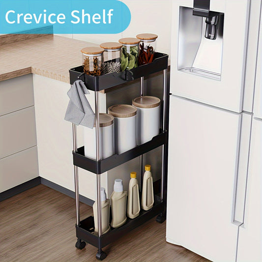 3/4-Tier Slim Rolling Storage Cart with Easy-Glide Wheels - Ideal for Kitchen, Bathroom, and Laundry Room - Versatile Mobile Tower Shelf.