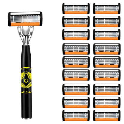 Luxury Men's Safety Razor Set with Ultra-Sharp Blades, Ergonomic Design, 6-Layer Stainless Steel Head, Durable Metal Handle.