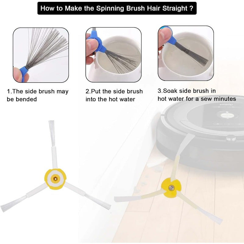 iRobot Side Brush Accessories 6+1 Pack, Compatible with 600/700/800/900 Series Vacuum Robots, Plastic Floor Attachment Replacement Parts